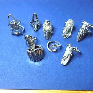 🌟 Elegant Silver-Tone Fingertip Ring Set Of 8 🌟